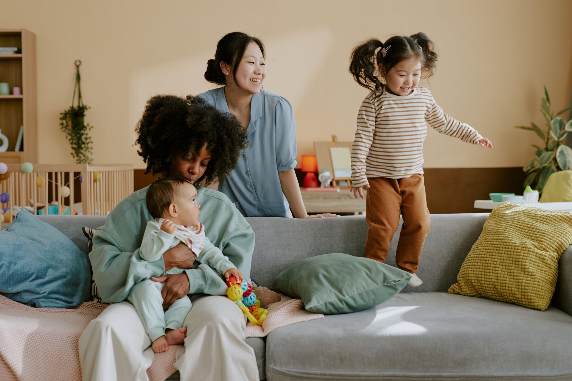 Mother Spending Time with Their Kids in Nursery